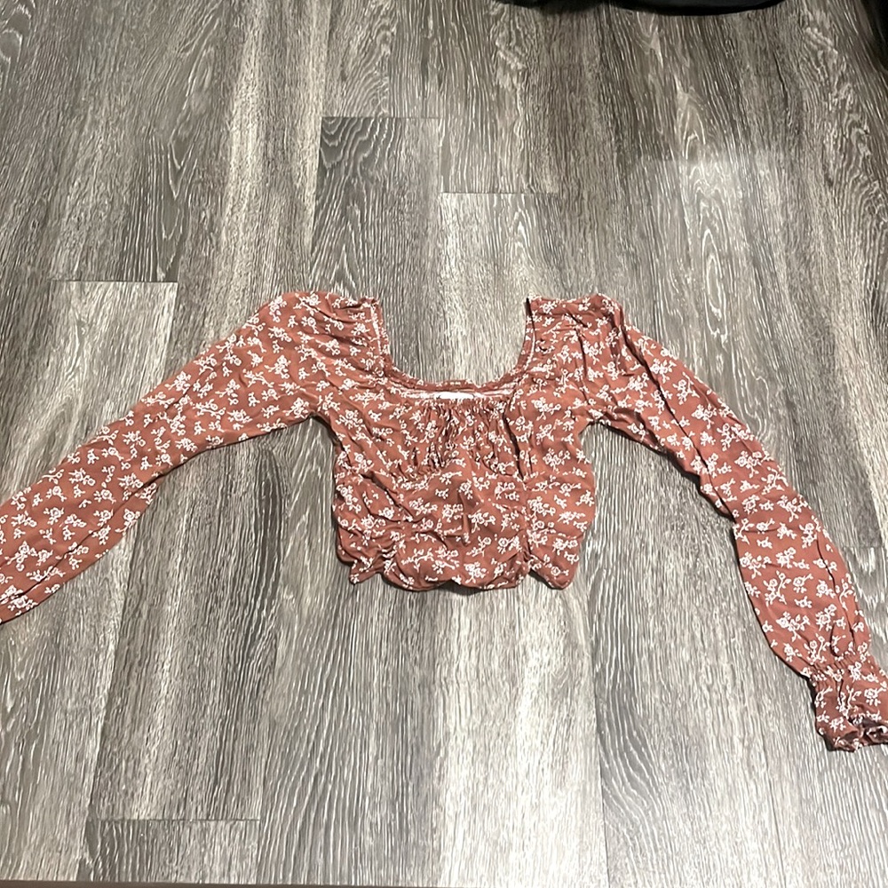 Brown and white floral shirt